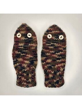 5/$25 Handmade Knit Mittens Cozy Cottagecore Wool Blend Button Detail Gloves